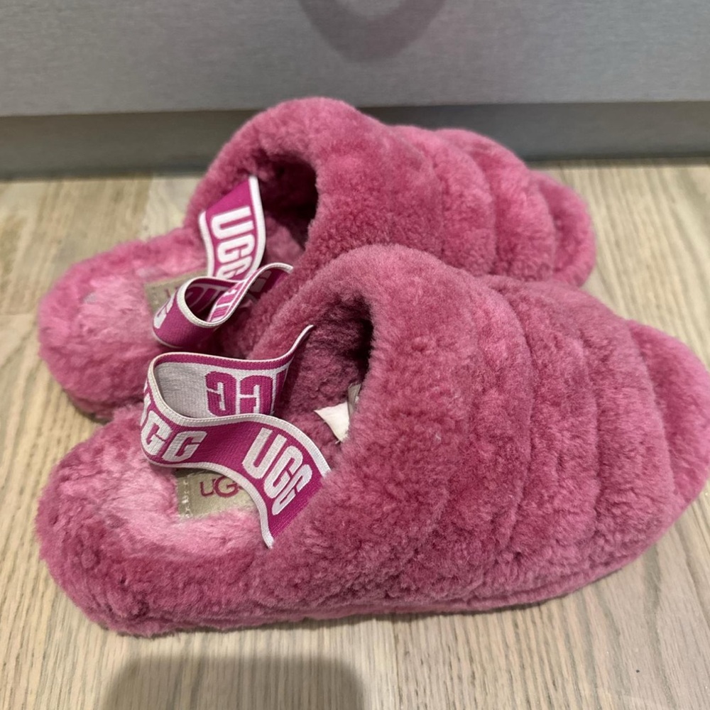 UGG Pink Fluffy Slippers